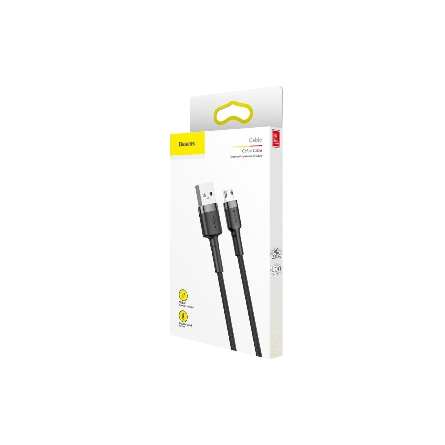Baseus Cafule Braided MicroUSB Cable 2.4A 1.0m Gray CAMKLF-C91 (Boxed) — Buy in Cyprus with Fast Delivery