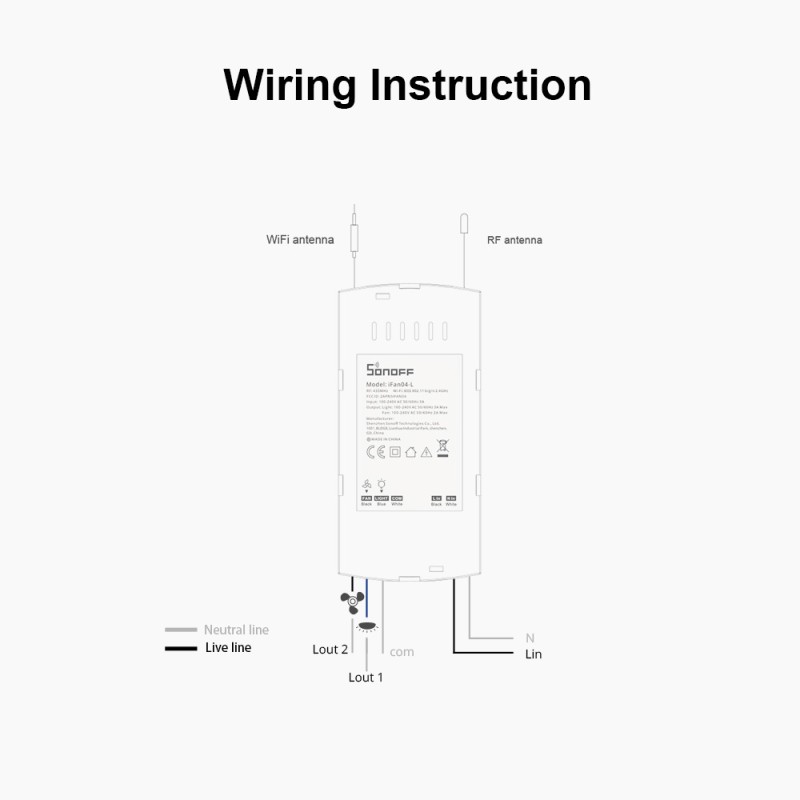Buy Sonoff WiFi Smart Ceiling Fan-Light Controller - IFAN04 - 3A in Cyprus, Nicosia, Limassol, Larnaka, Pafos