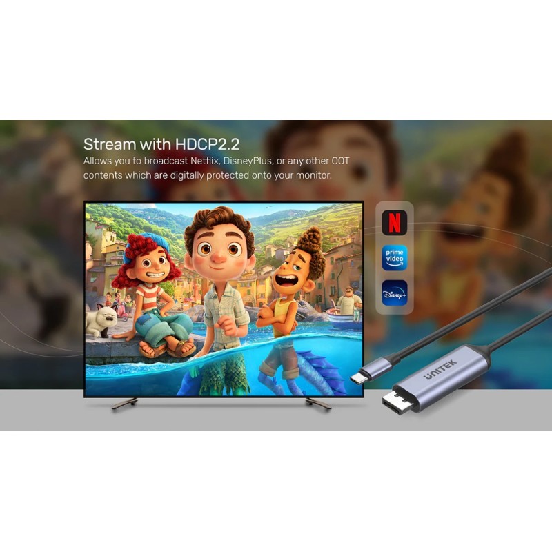 Buy Unitek Converter - V1423C - USB-C to DP1.4 Cable 8K60Hz 1.8m in Cyprus, Nicosia, Limassol, Larnaka, Pafos