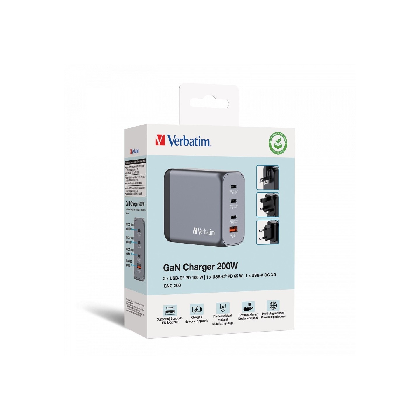 Verbatim GaN Charger 4 Port 200W USB A C - GNC-200 - (EU UK US) — Buy in Cyprus with Fast Delivery