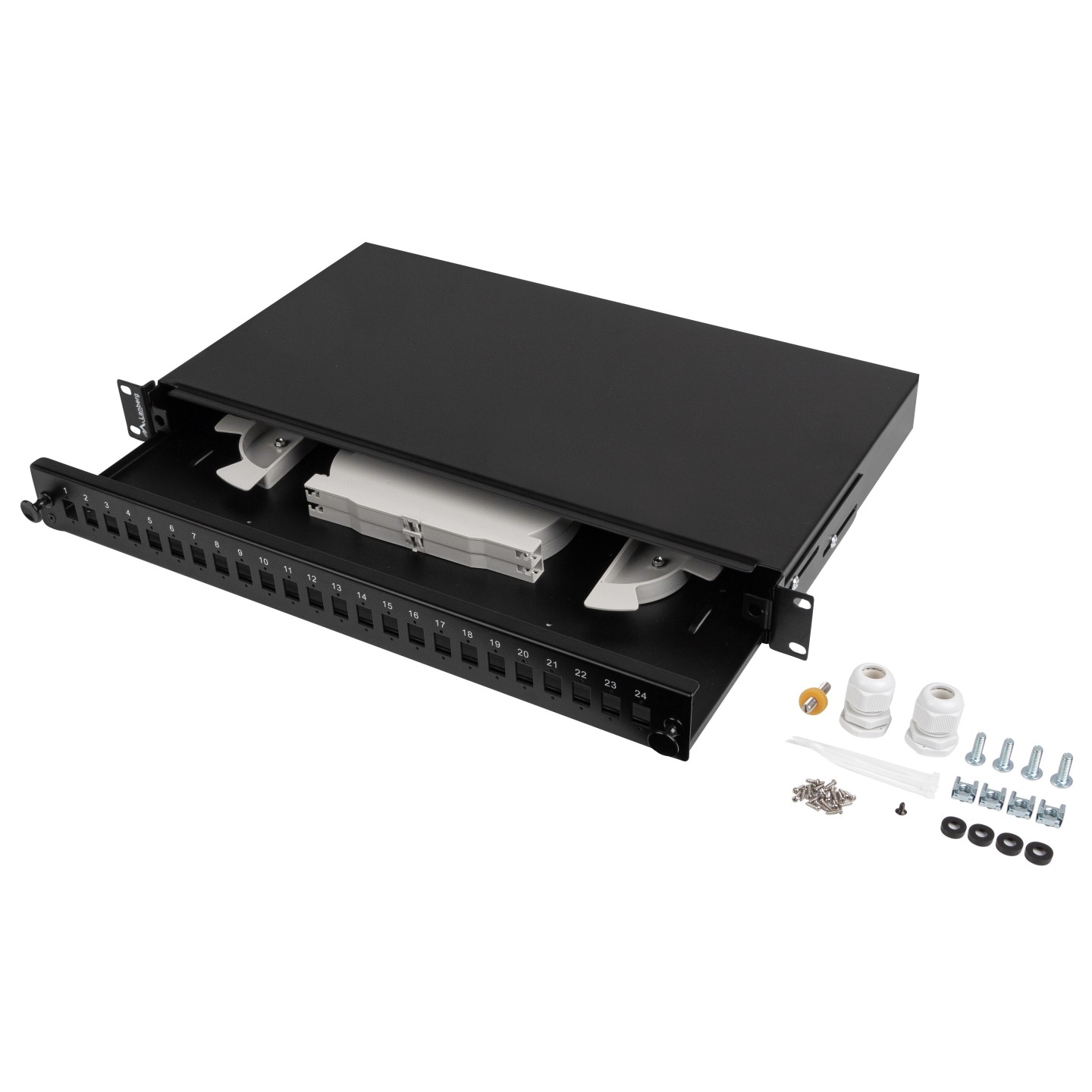 Lanberg Fiber Optic ODF for 24xSC Simplex or 24xLC Duplex Adapters - RM Metal Black — Buy in Cyprus with Fast Delivery