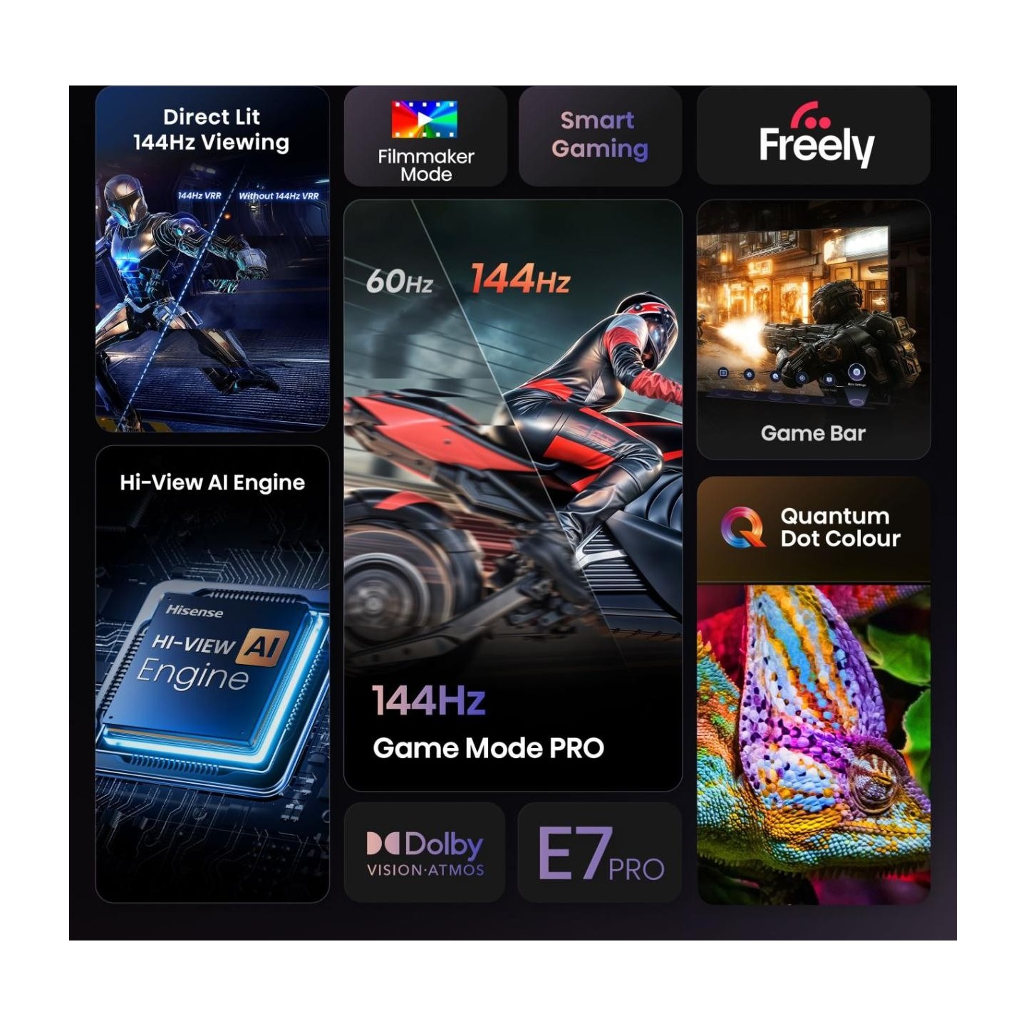 Hisense TV - 55E7Q PRO - 55'' 4K Smart QLED TV 144 Hz — Buy in Cyprus with Fast Delivery