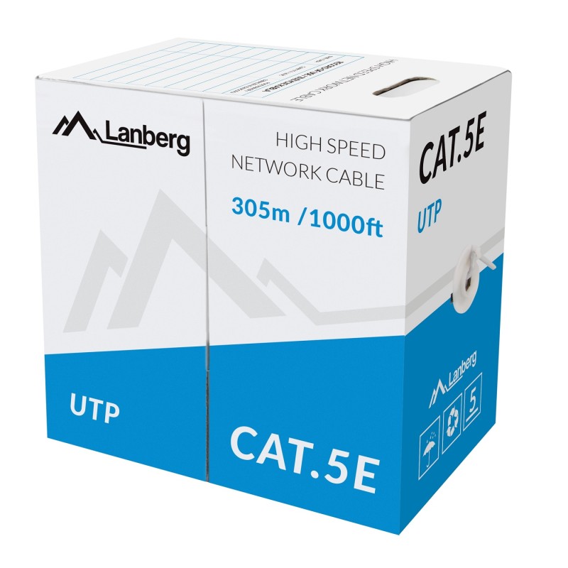 Buy Lanberg CAT5E UTP CCA Cable - LCU5-10CC - CAT5E UTP CCA Cable 305m Grey in Cyprus, Nicosia, Limassol, Larnaka, Pafos