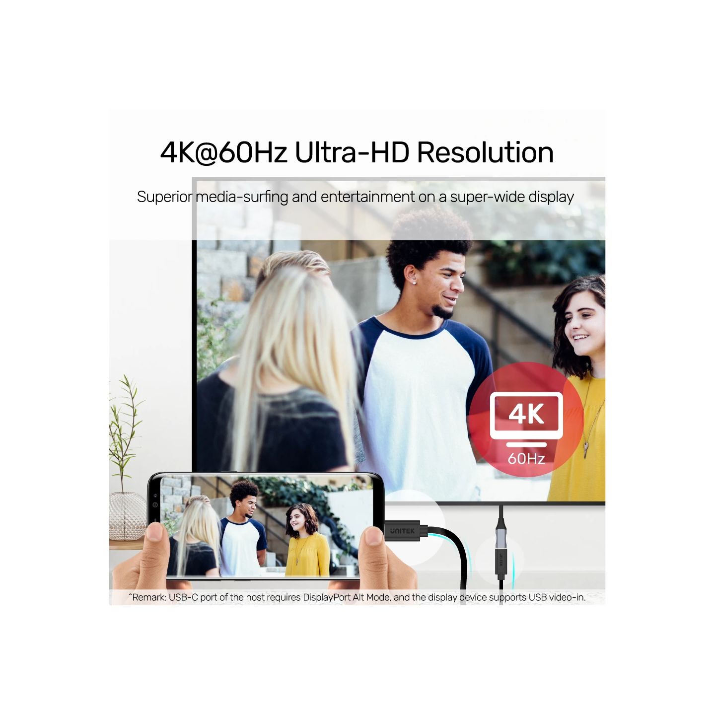 Unitek USB-C Extension Cable - C14086BK - USB3.2 USB-C Male to USB-C Female Extension Cable PD100W 50cm