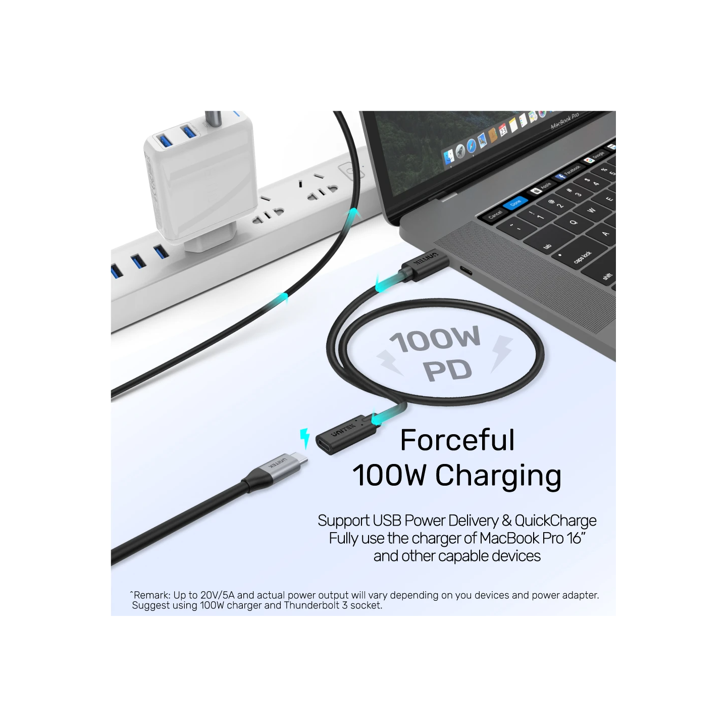 Unitek USB-C Extension Cable - C14086BK - USB3.2 USB-C Male to USB-C Female Extension Cable PD100W 50cm