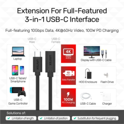 Buy Unitek USB-C Extension Cable - C14086BK - USB3.2 USB-C Male to USB-C Female ... in Cyprus, Nicosia, Limassol, Larnaka, Pafos