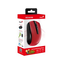Genius ECO-8100 Wireless Rechargeable Mouse - 800-1600 DPI Red (Boxed) — Buy in Cyprus with Fast Delivery