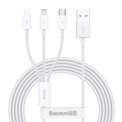 Buy Baseus Cable Superior Series - 3-in-1 1.5m White in Cyprus, Nicosia, Limassol, Larnaka, Pafos