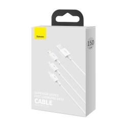 Buy Baseus Cable Superior Series - 3-in-1 1.5m White in Cyprus, Nicosia, Limassol, Larnaka, Pafos