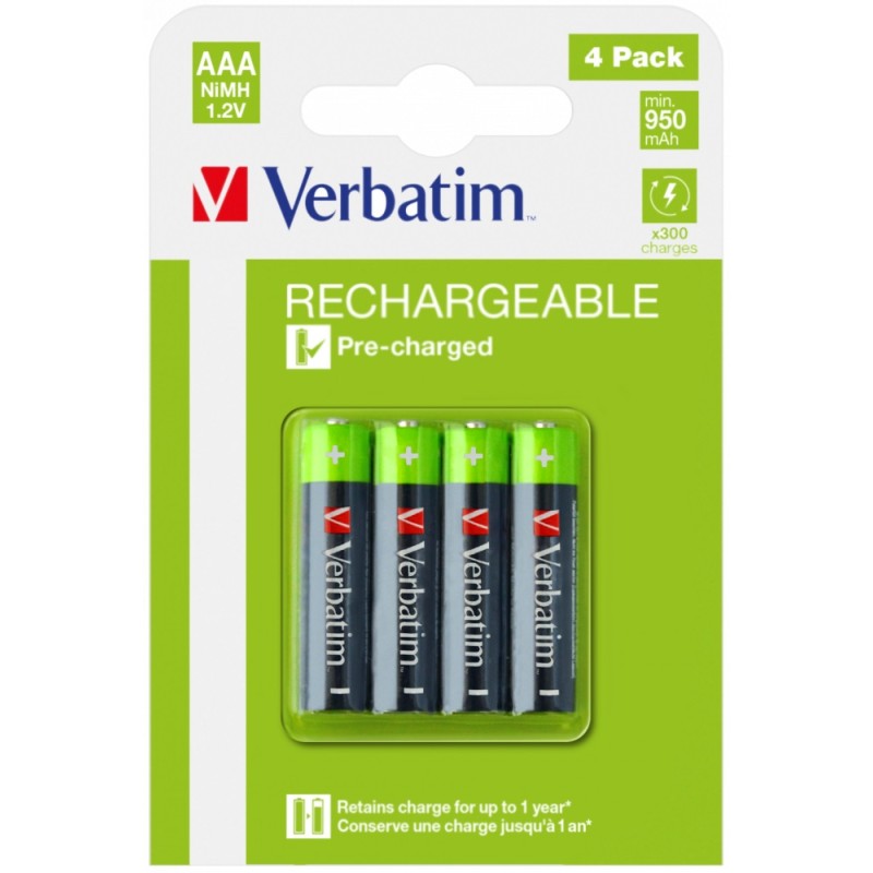 Buy Verbatim Rechargeable AAA Batteries 950mAh - (4pcs) in Cyprus, Nicosia, Limassol, Larnaka, Pafos
