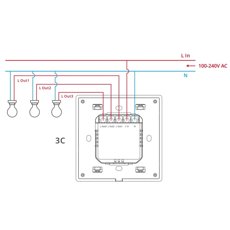 Buy Sonoff Smart Wall Touch Switch - T53C-WiFi - 3-Button White in Cyprus, Nicosia, Limassol, Larnaka, Pafos