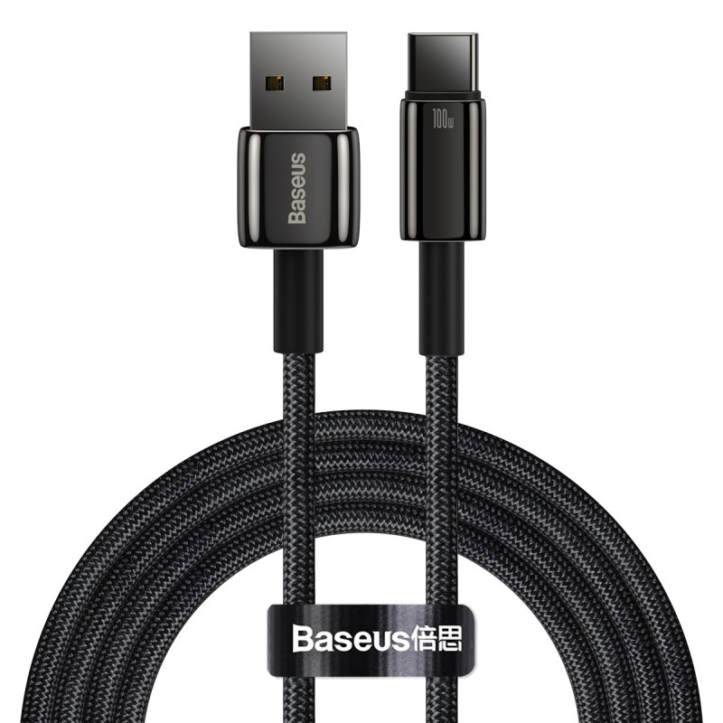 Baseus Tungsten Gold USB-C to USB-A 100W 2m Cable Black (Boxed) — Buy in Cyprus with Fast Delivery
