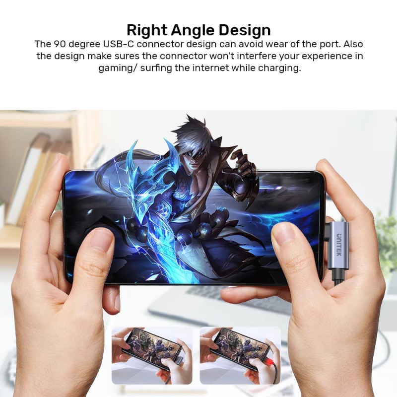 Buy Unitek MC USB-C Cable - C14123BK-3M - PD100W L-Shape 3.0m in Cyprus, Nicosia, Limassol, Larnaka, Pafos