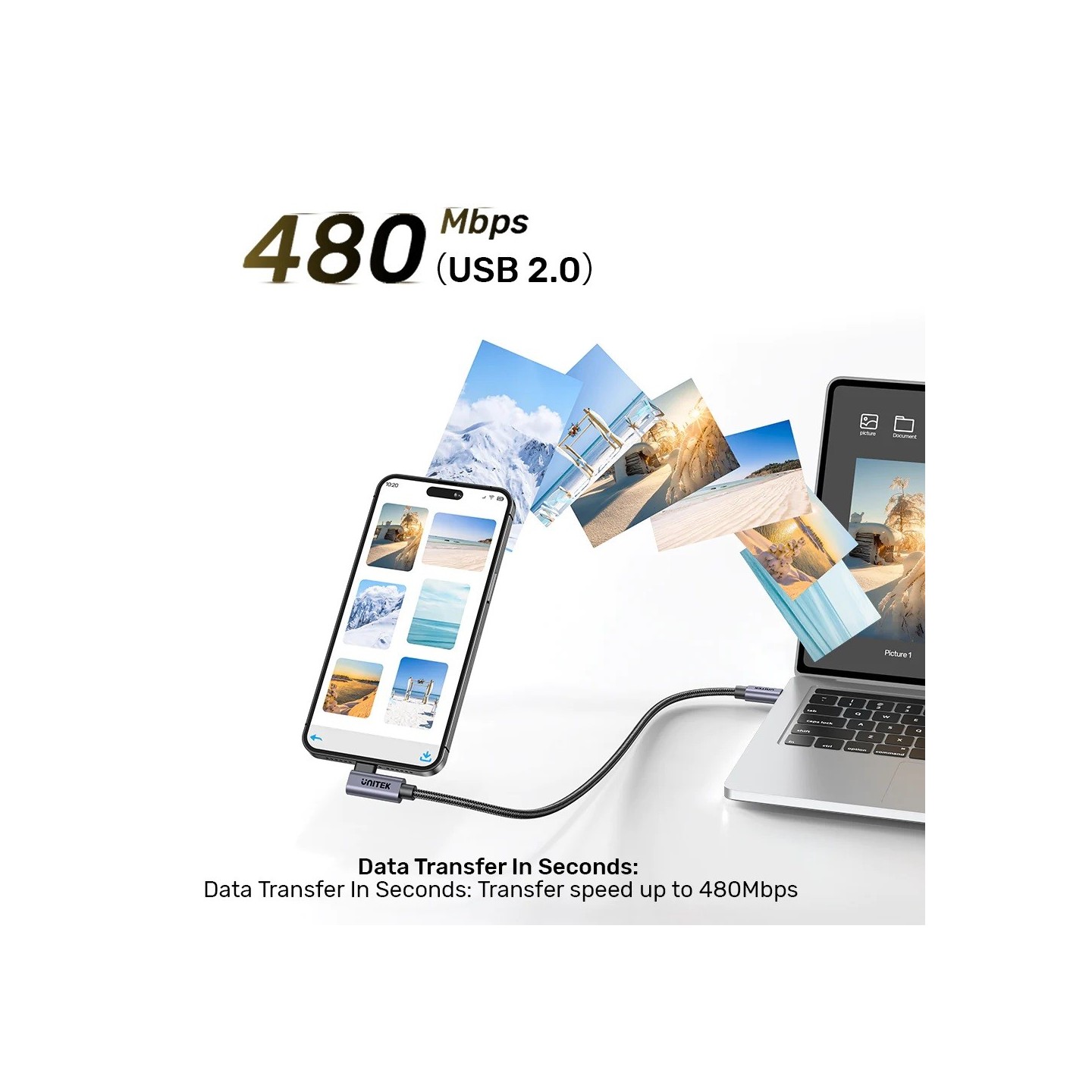 Unitek C14123BK-3M USB-C PD100W L-Shape Cable 3m (Boxed) — Buy in Cyprus with Fast Delivery