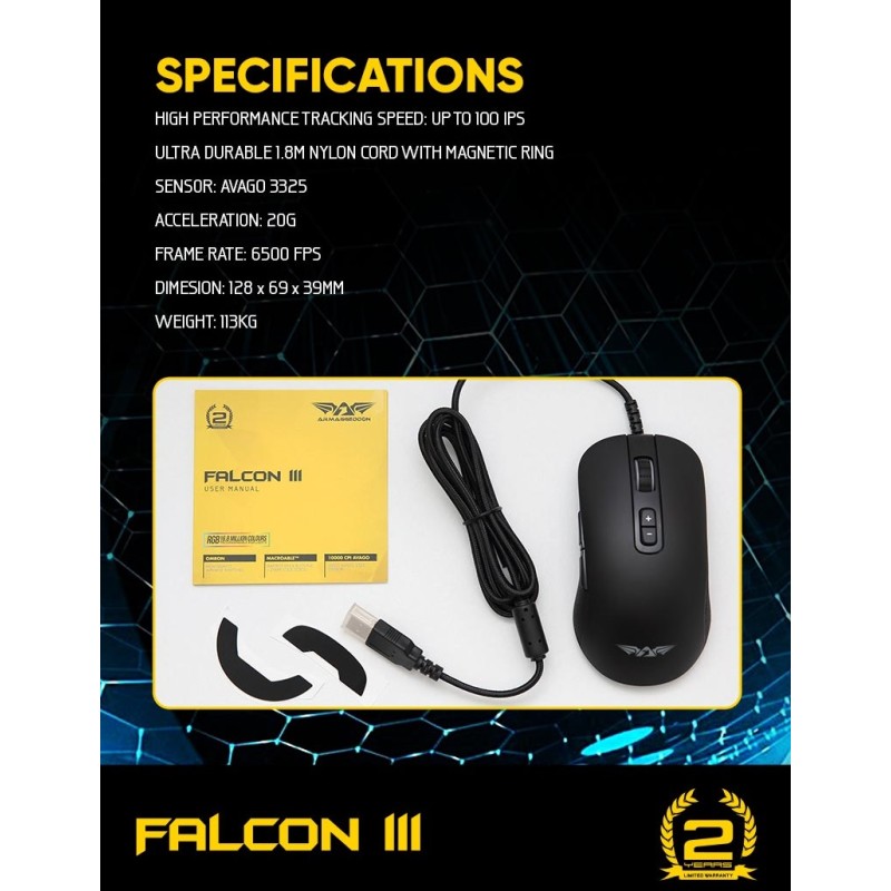 Buy Armaggeddon Pro-Gaming Mouse - Falcon 3 - Pro-Gaming Mouse 10000CPI Macroabl... in Cyprus, Nicosia, Limassol, Larnaka, Pafos