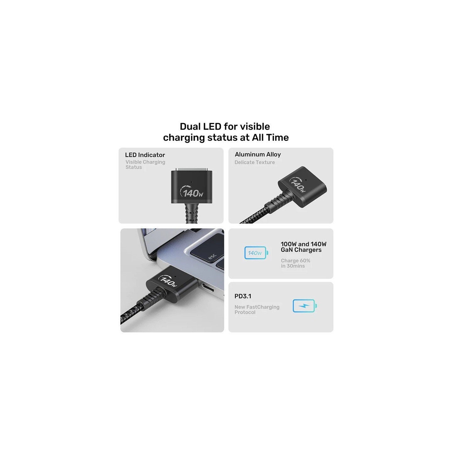 Unitek MC USB-C to MagSafe Charging Cable - 140W - 2.0m — Buy in Cyprus with Fast Delivery