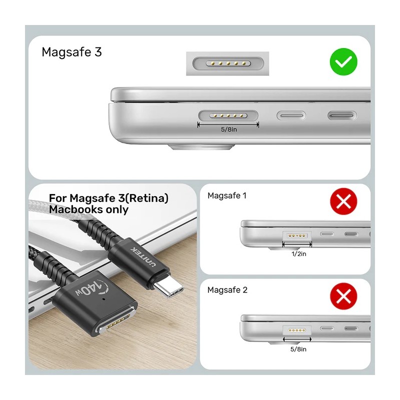 Buy Unitek MC USB-C to MagSafe Charging Cable - 140W - 2.0m in Cyprus, Nicosia, Limassol, Larnaka, Pafos