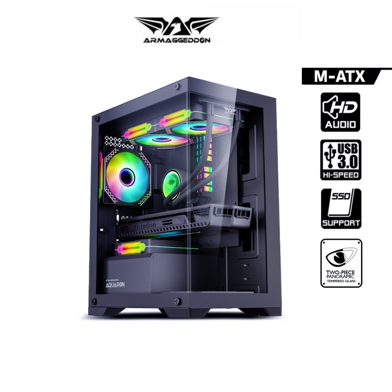 Buy Armaggeddon Aquaron Micro ATX Gaming Case Black in Cyprus, Nicosia, Limassol, Larnaka, Pafos