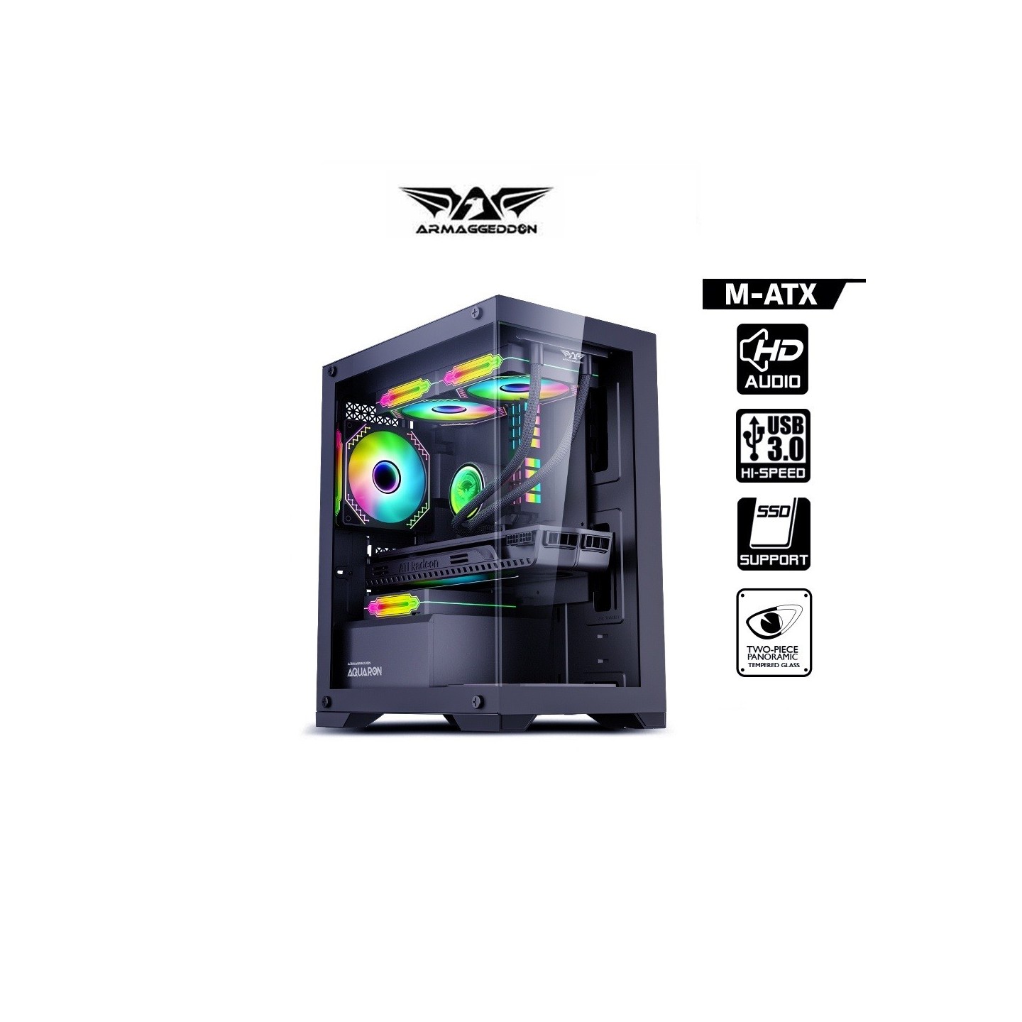 Armaggeddon Aquaron Micro ATX Gaming Case Black - AQUARONBLK (Boxed) — Buy in Cyprus with Fast Delivery