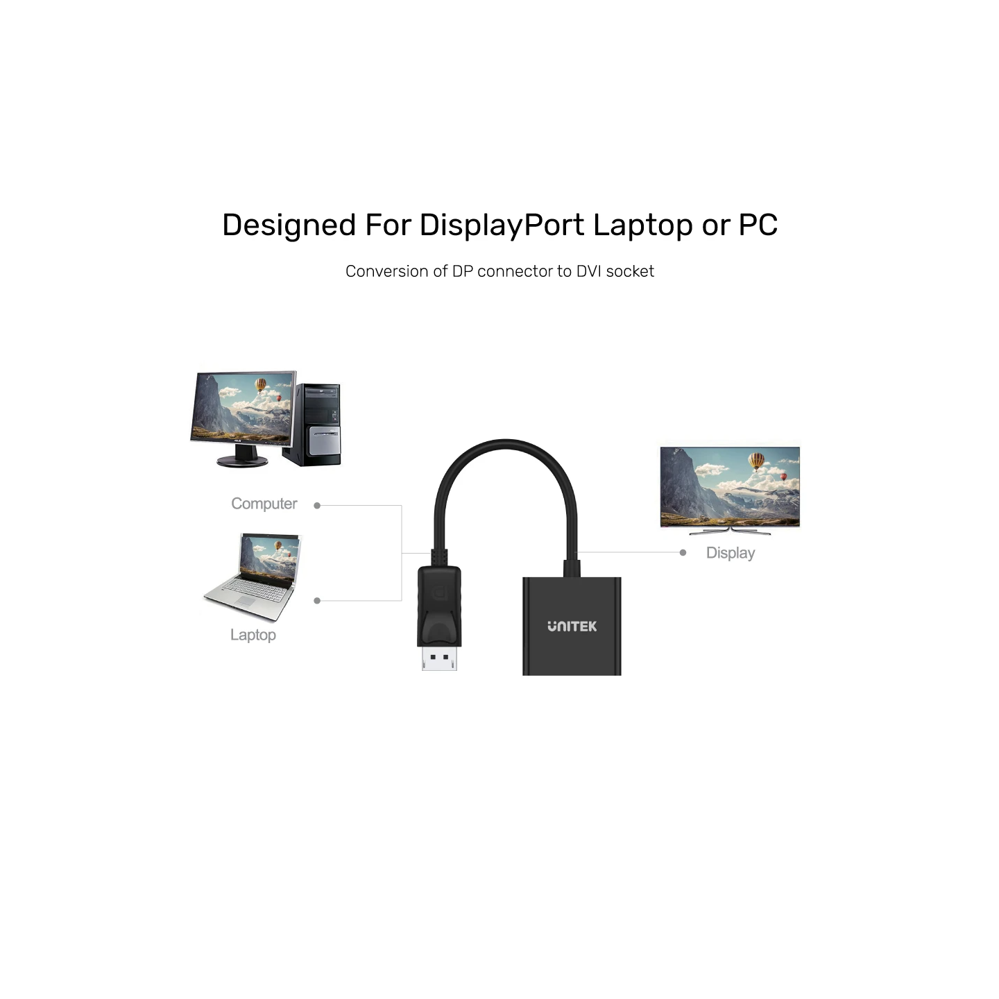 Unitek DisplayPort to DVI-Female Adaptor - Y-5118AA - DisplayPort to DVI-Female Adaptor — Buy in Cyprus with Fast Delivery