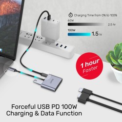 Unitek D1049A USB-C Hub: 4K HDMI, VGA, 100W PD, MST | Space Gray — Armenius Store Cyprus