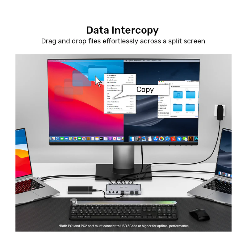 Buy Unitek KVM HDMI Switch USB-C 10Gbps Split-Screen 5-Port Hub - D1118A - KVM H... in Cyprus, Nicosia, Limassol, Larnaka, Pafos