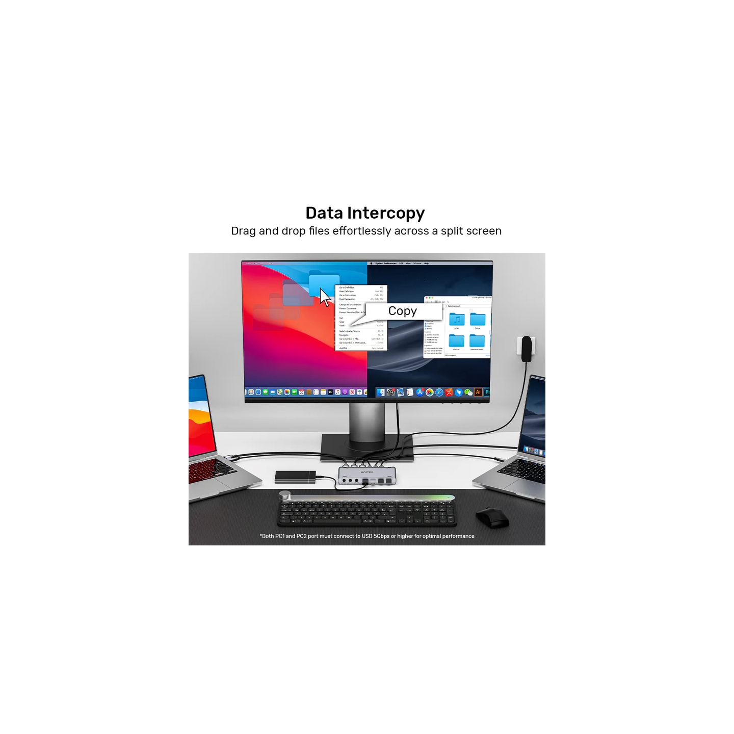 Unitek KVM HDMI Switch USB-C 10Gbps Split-Screen 5-Port Hub - D1118A - KVM HDMI Switch USB-C 10Gbps Split-Screen 5-Port Hub