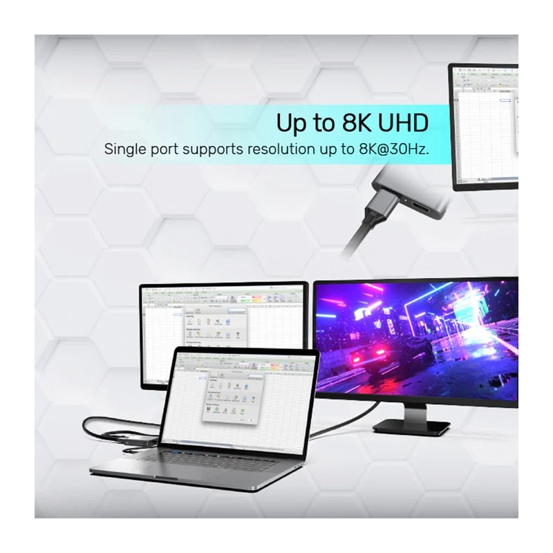 Buy Unitek Converter USB-C to Display Port Dual 8K60Hz MST - V1404A - Dual 8K60H... in Cyprus, Nicosia, Limassol, Larnaka, Pafos