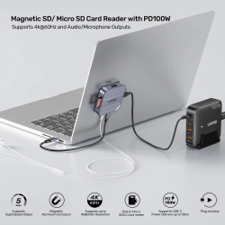 Unitek S1244C Magnetic SD Card Reader PD100W + 4K HDMI + Audio — Armenius Store Cyprus