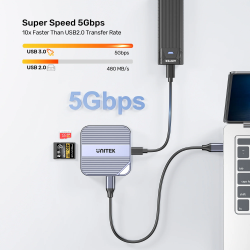 Unitek S1244C Magnetic SD Card Reader PD100W + 4K HDMI + Audio — Armenius Store Cyprus