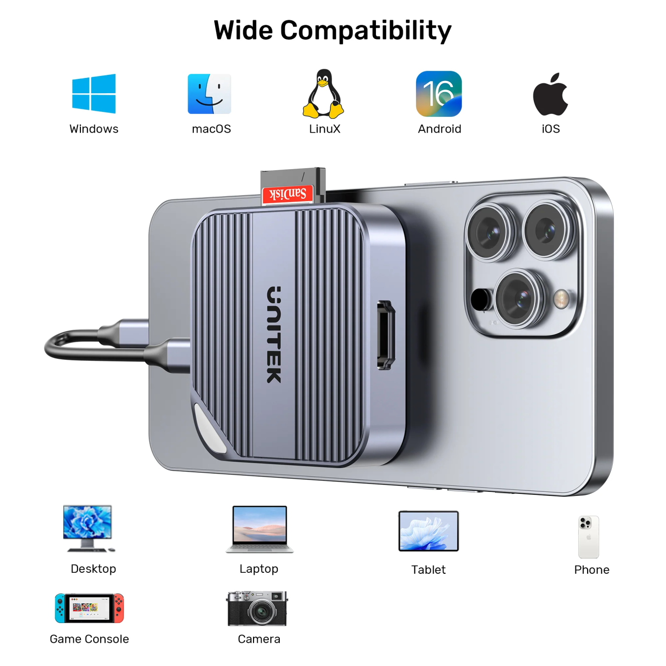 Unitek S1244C Magnetic Card Reader – PD100W 4K@60Hz | Armenius Store