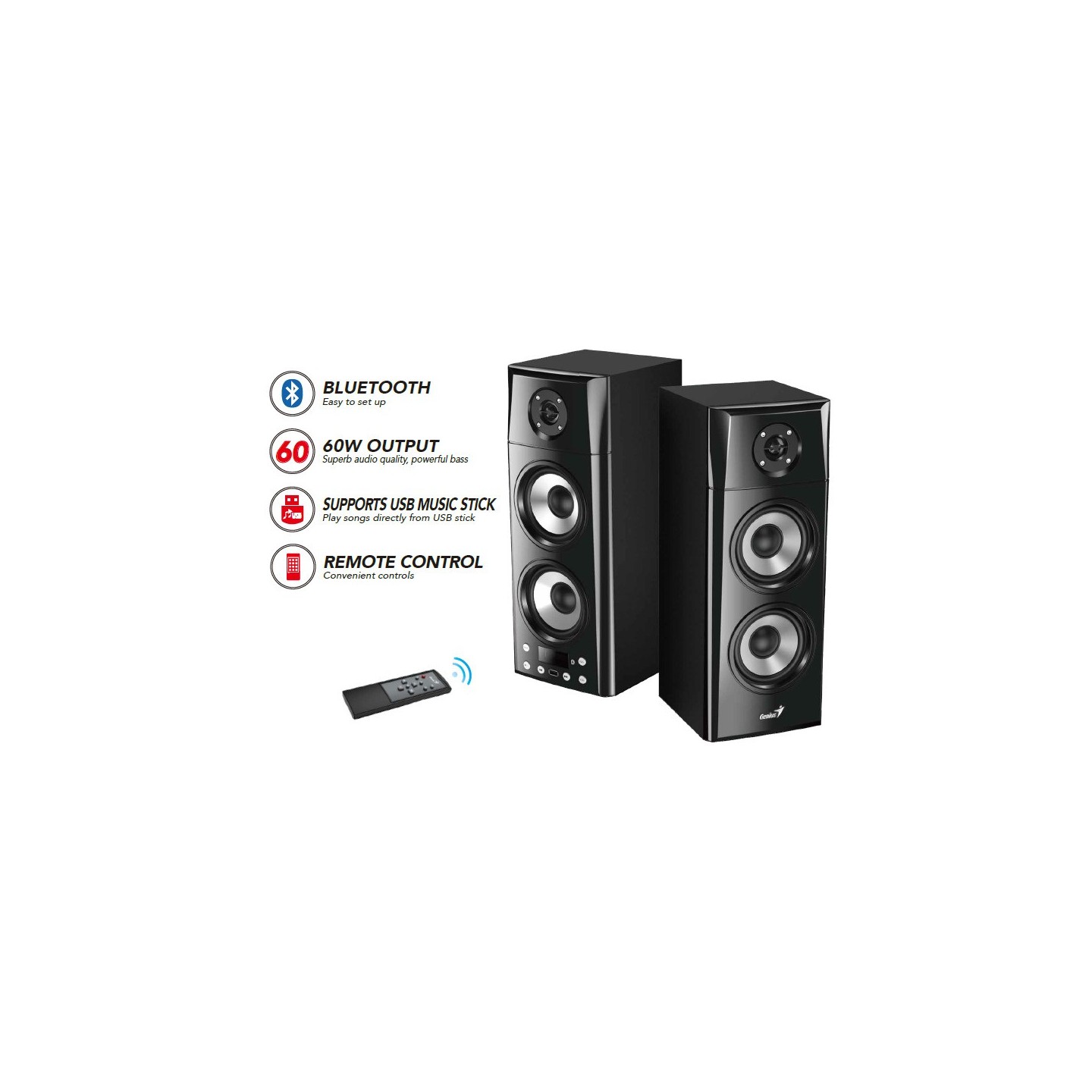 Genius PC Speakers - SP-HF2800 - 2.0 2x4'' 60W USB&BT — Buy in Cyprus with Fast Delivery