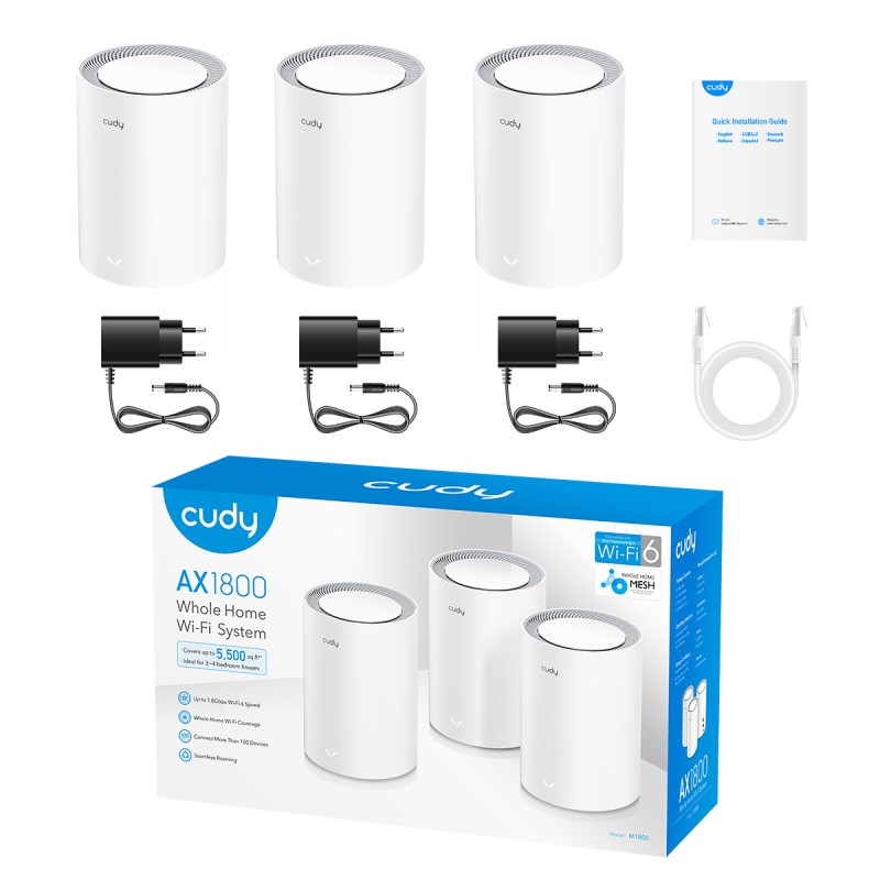 Buy Cudy Whole Home Mesh AX1800 Dual Band Gigabit Wi-Fi 6 3-Pack - M1800 - AX180... in Cyprus, Nicosia, Limassol, Larnaka, Pafos