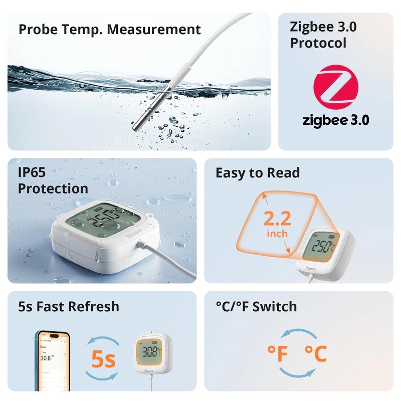 Buy Sonoff Zigbee Smart Temperature Sensor - SNZB-02LD - IP65 for Outdoor with W... in Cyprus, Nicosia, Limassol, Larnaka, Pafos