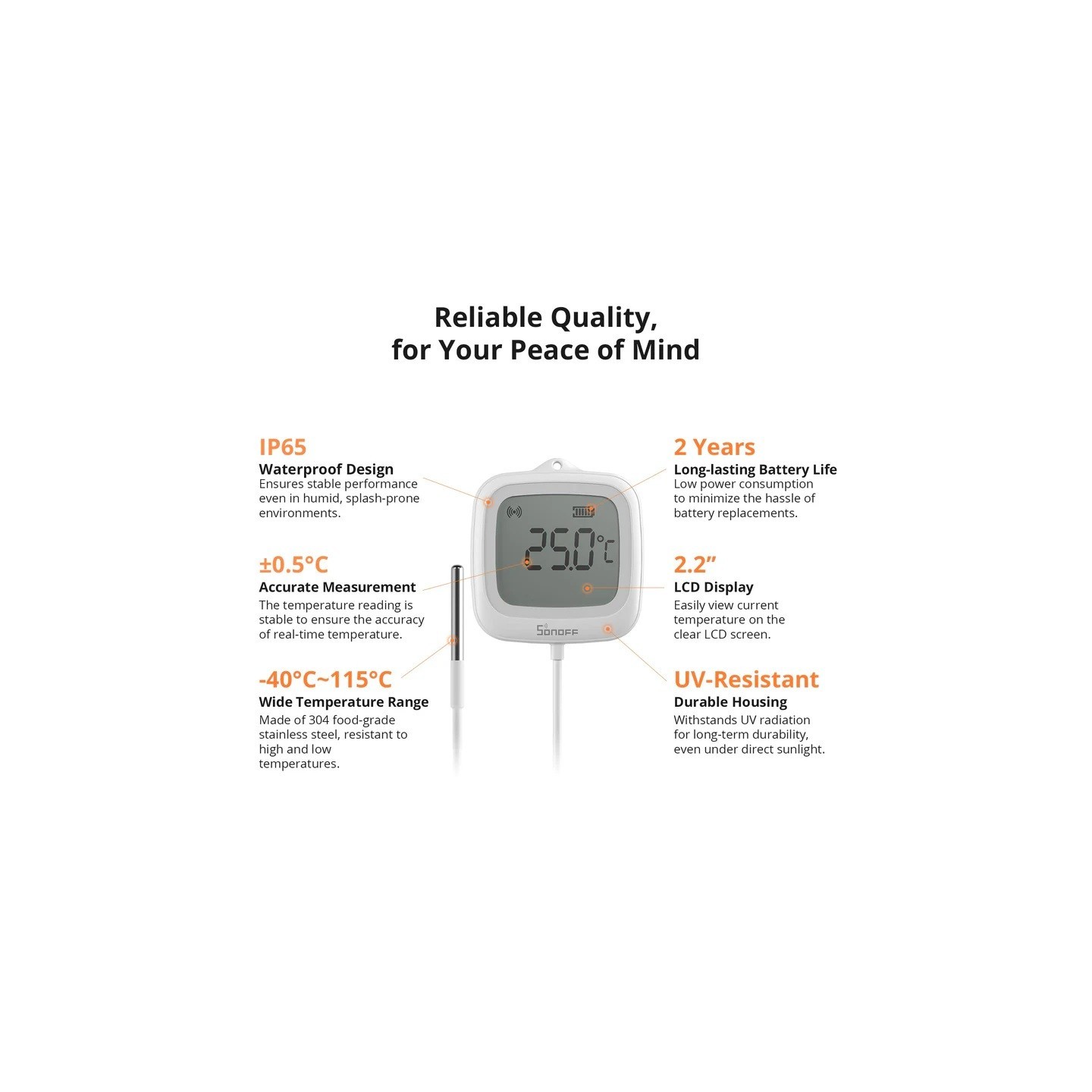 Sonoff Zigbee Smart Temperature Sensor - SNZB-02LD - IP65 for Outdoor with Water Probe — Buy in Cyprus with Fast Delivery