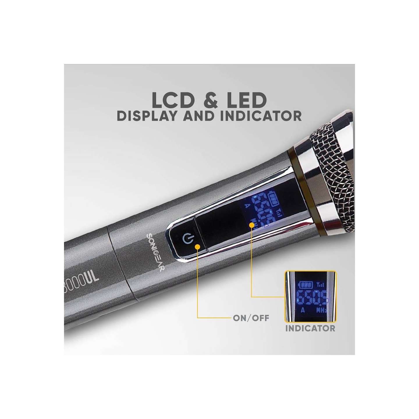 SonicGear Microphones - WM8800UL - Dual 2 Studio Quality Metal Body Wireless UHF Microphones with Receiver