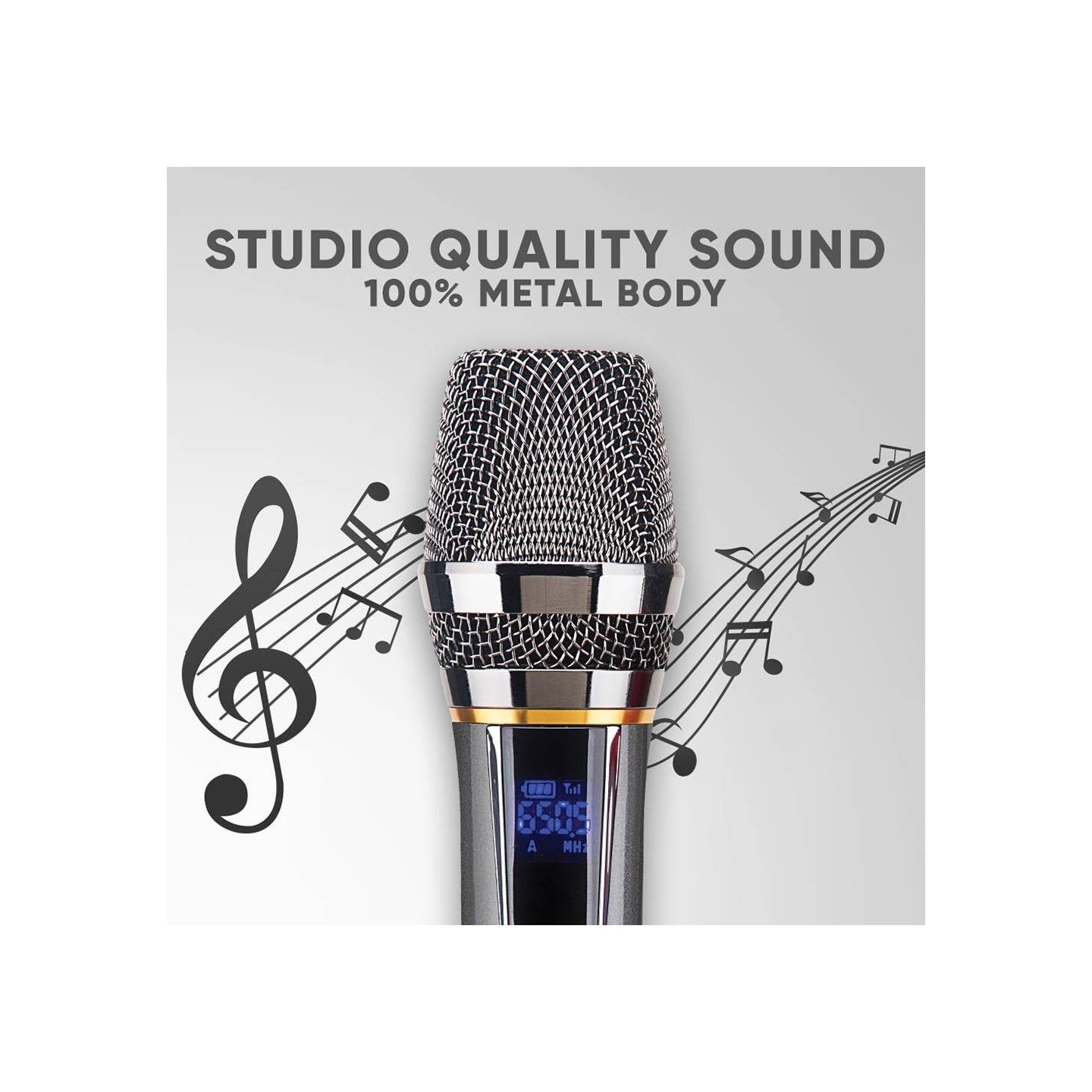 SonicGear Microphones - WM8800UL - Dual 2 Studio Quality Metal Body Wireless UHF Microphones with Receiver