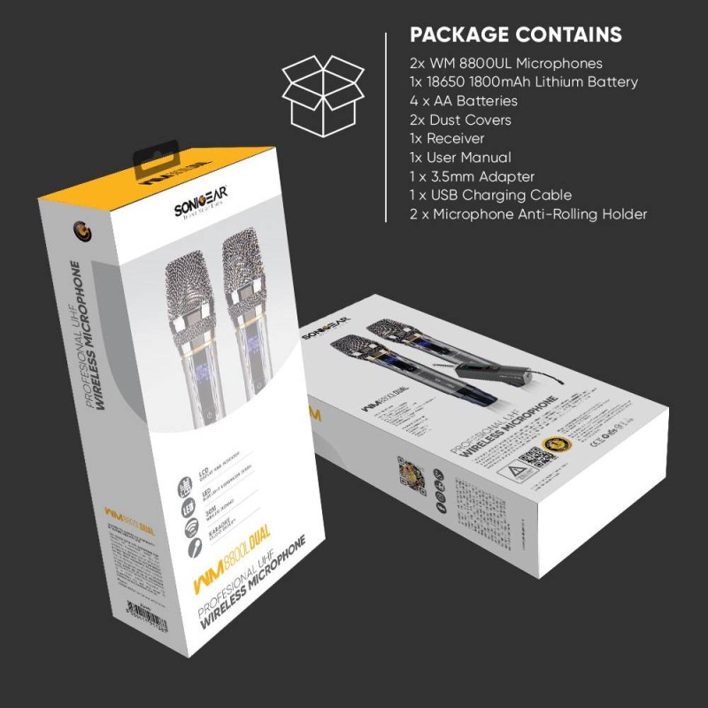 Buy SonicGear Microphones - WM8800UL - Dual 2 Studio Quality Metal Body Wireless... in Cyprus, Nicosia, Limassol, Larnaka, Pafos