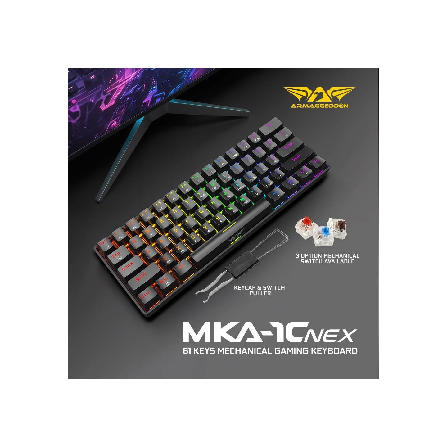 Armaggeddon MKA-1C NEX 61 Clicky Blue Mechanical Gaming Keyboard (Boxed) — Buy in Cyprus with Fast Delivery