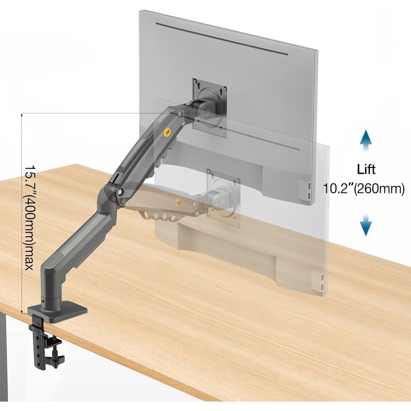 NBMounts F80 Single Arm Gas Desk Monitor Mount 17-30" up to 9kg (Boxed) — Buy in Cyprus with Fast Delivery