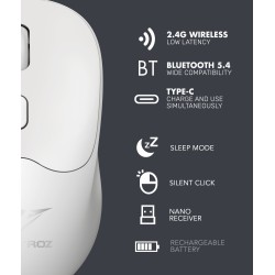 Alcatroz AirMouse Duo 6 Wireless & Bluetooth Rechargeable Silent Click Mouse White (Boxed) — Buy in Cyprus with Fast Delivery