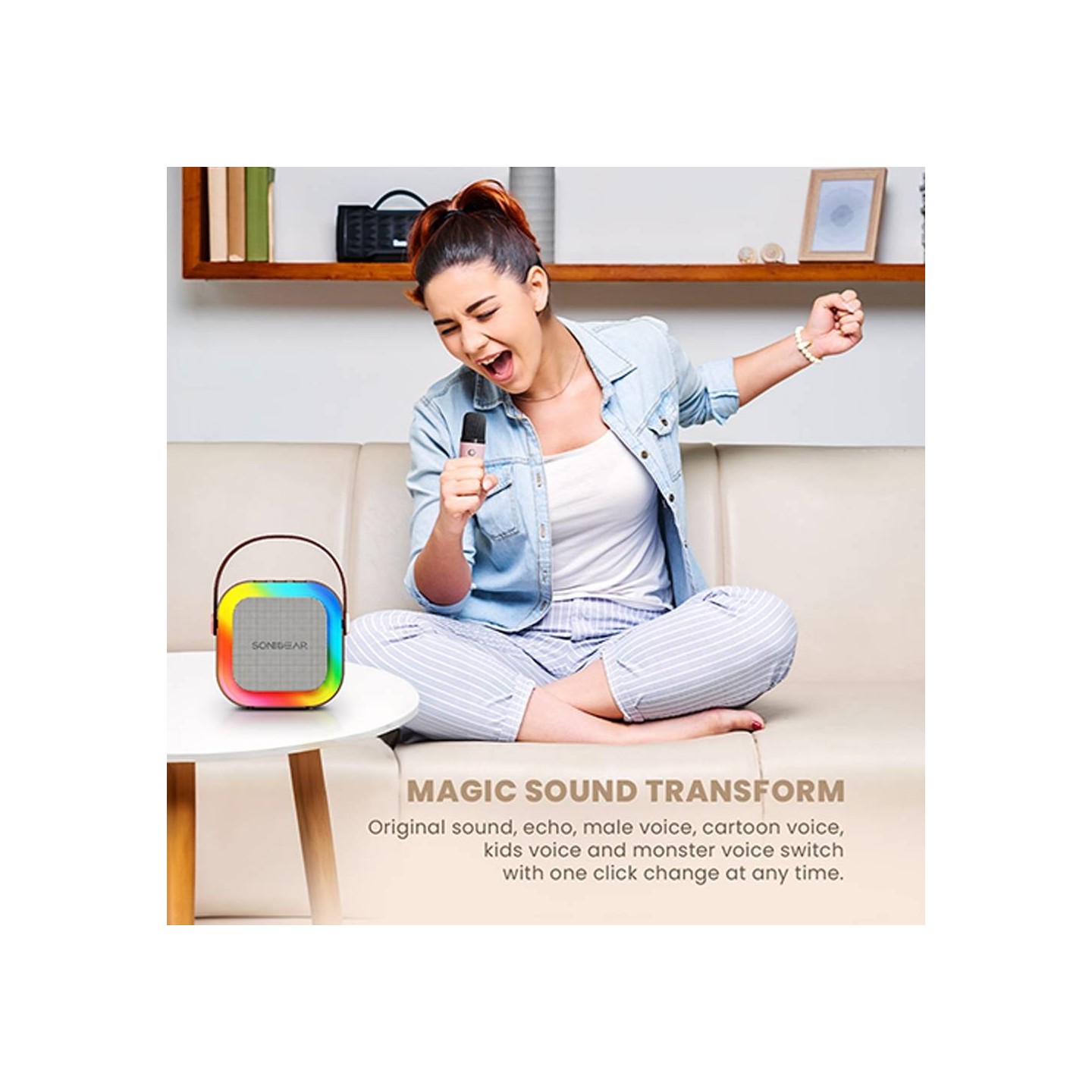 SonicGear IOX Karaoke Portable Speaker BT & Wireless Mic White - K200 - Karaoke Portable Speaker BT & Wireless Mic White