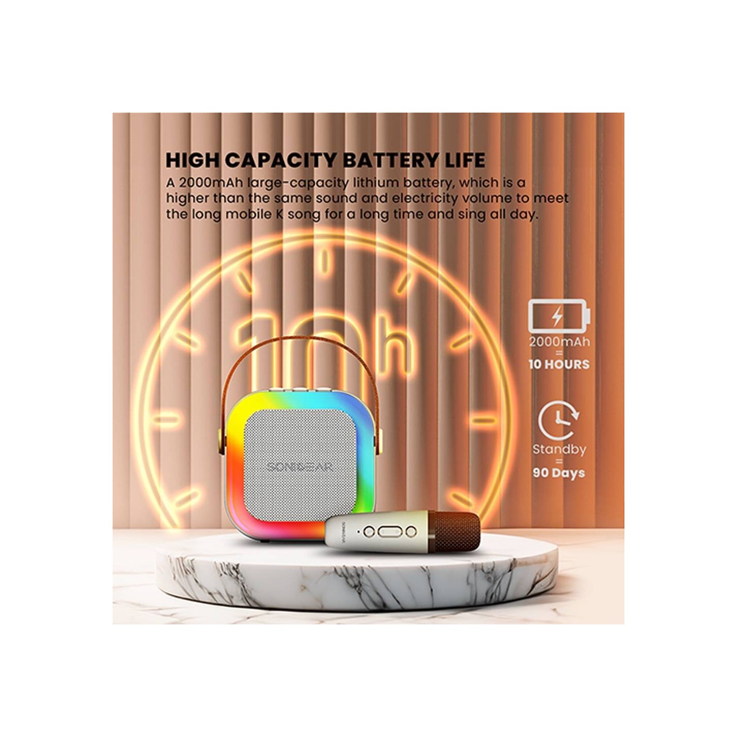 SonicGear IOX Karaoke Portable Speaker BT & Wireless Mic White - K200 - Karaoke Portable Speaker BT & Wireless Mic White