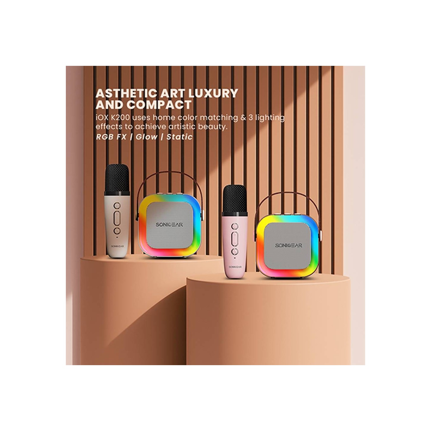 SonicGear IOX Karaoke Portable Speaker BT & Wireless Mic White - K200 - Karaoke Portable Speaker BT & Wireless Mic White