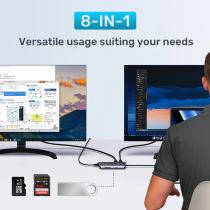 Unitek D1122A 8-in-1 USB-C Hub – 2xHDMI 4K@60Hz PD100W | Armenius Store