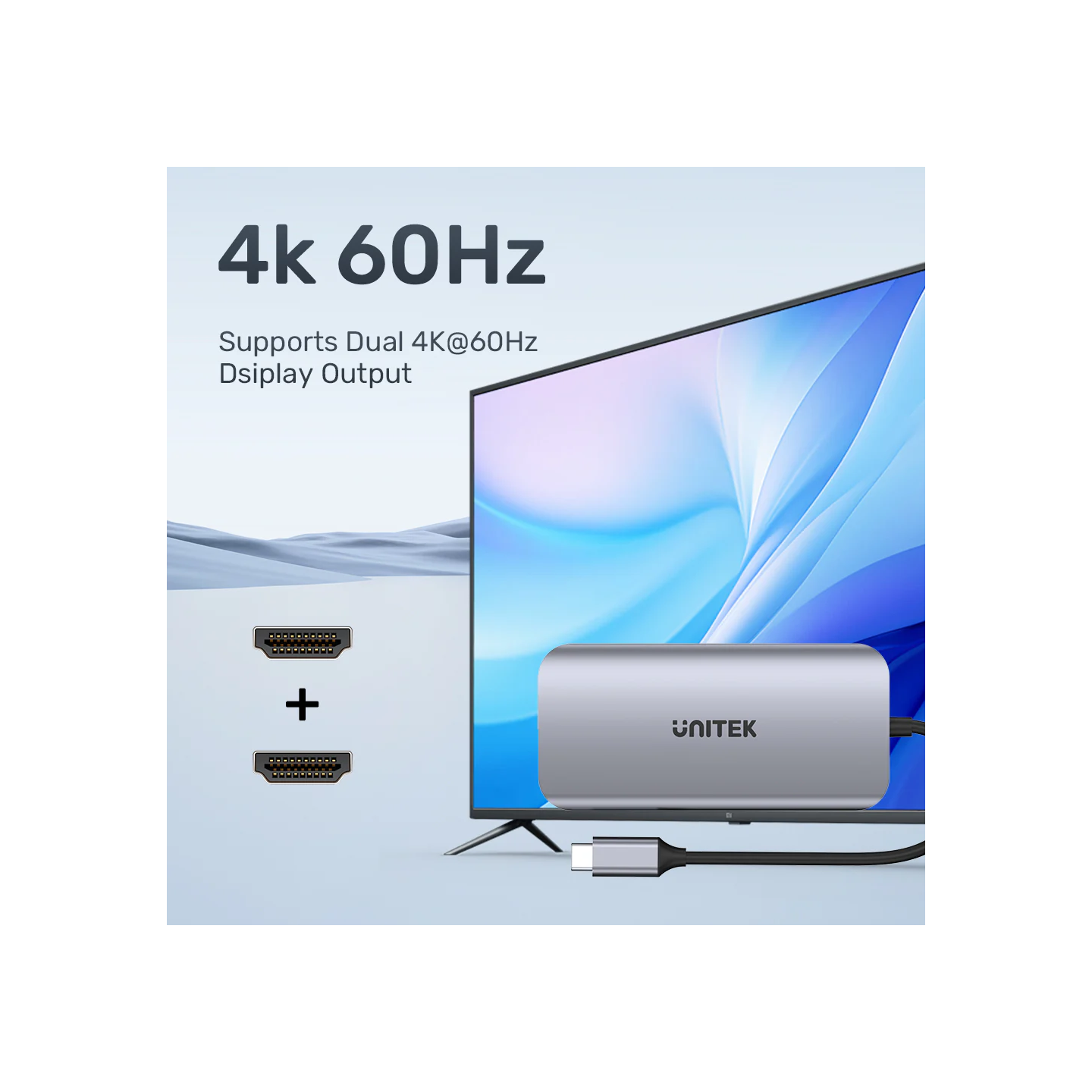 Unitek D1122A USB-C Hub 8-in-1: 2xHDMI 4K60Hz MST, 2xUSB3.0, GbE, PD100W — Armenius Store Cyprus