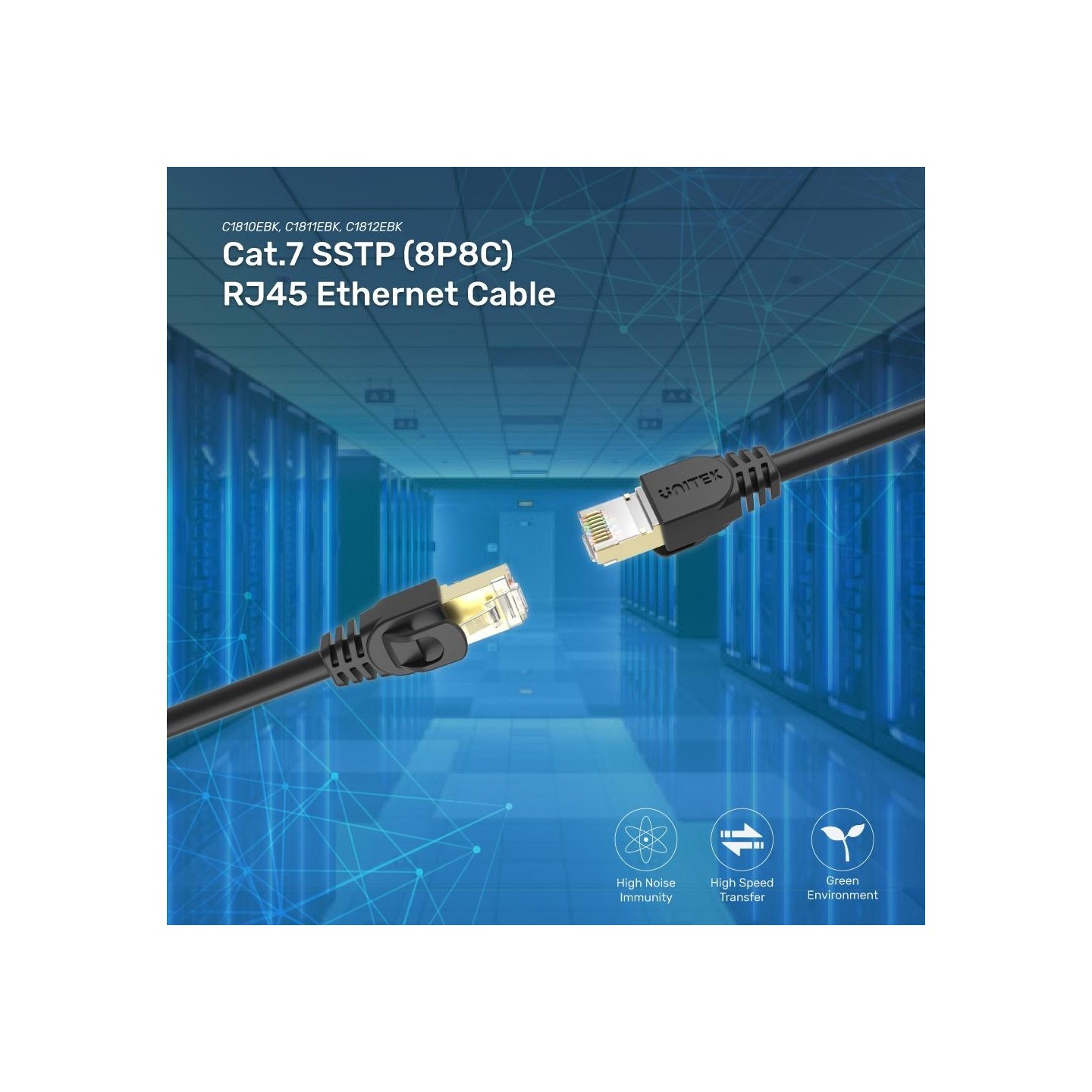 Unitek CAT7 SSTP Pure Copper Ethernet Cable - C1812EBK - CAT7 SSTP Pure Copper Ethernet Cable 5.0m Black