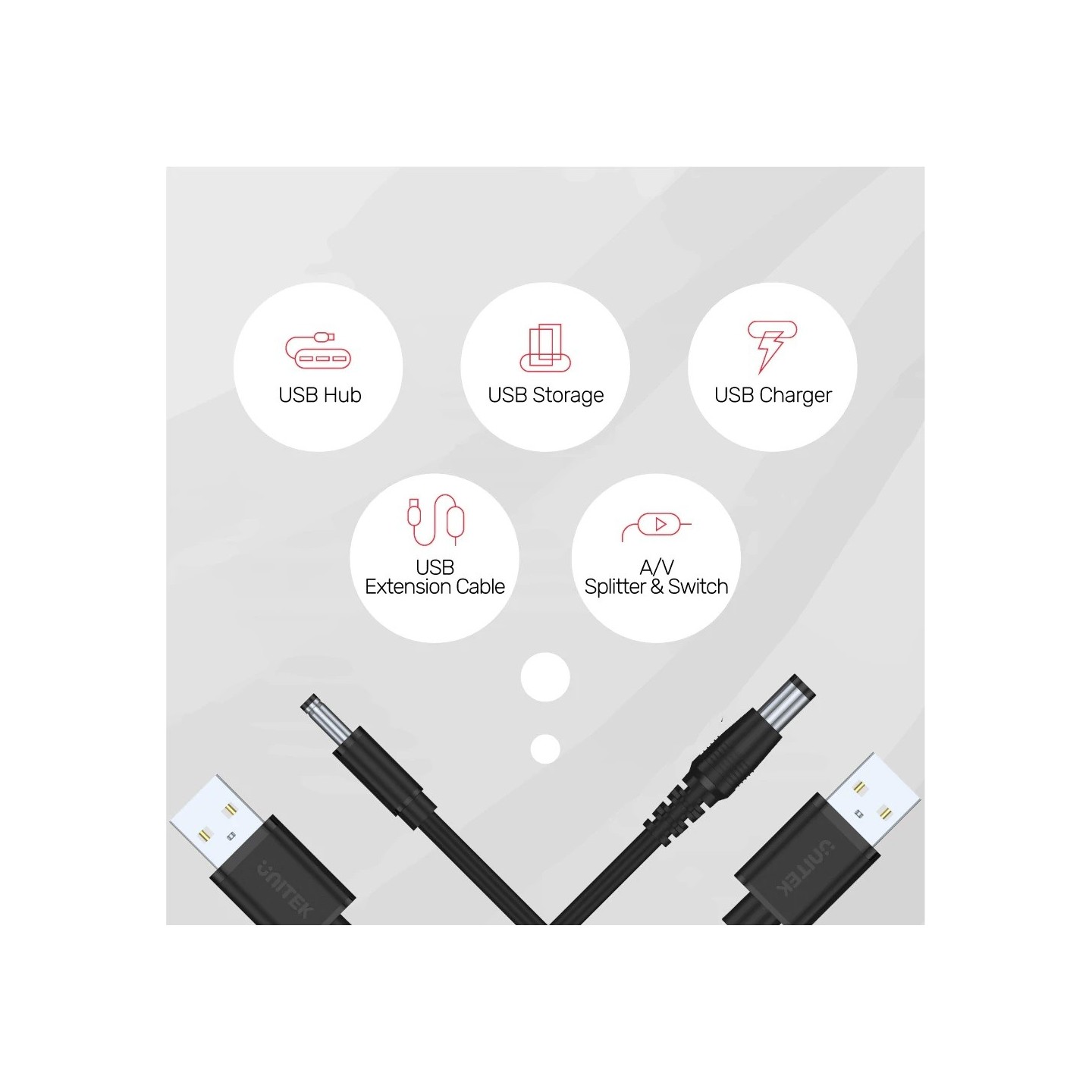 Unitek USB to DC - Y-C495BK - 3.5x1.35mm, Power 1m — Buy in Cyprus with Fast Delivery