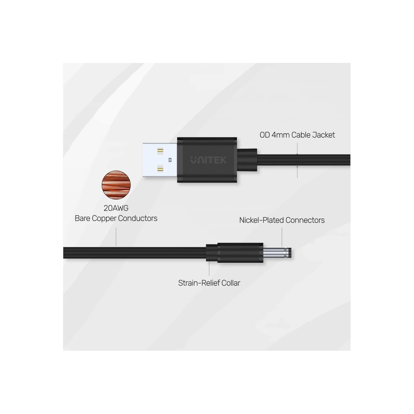 Unitek USB to DC - Y-C495BK - 3.5x1.35mm, Power 1m — Buy in Cyprus with Fast Delivery