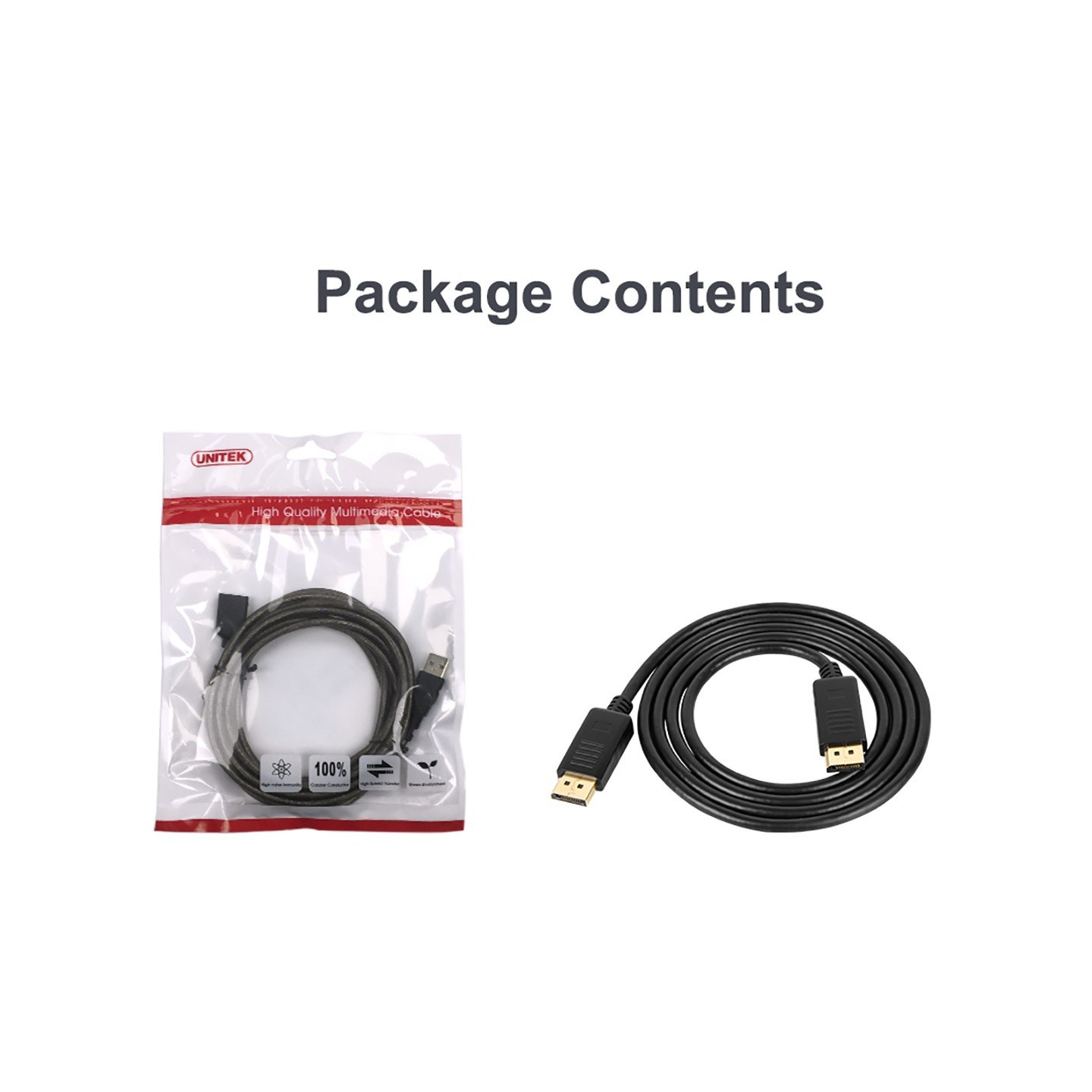 Unitek DisplayPort Cable - Y-C610BK - DisplayPort 1.2 Cable 4K60Hz M-M 5.0m — Buy in Cyprus with Fast Delivery